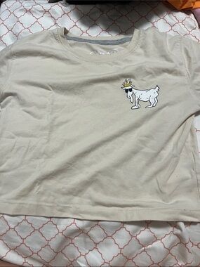 Kids Beige Graphic Goat Short-Sleeve Tee